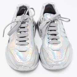 Pre Owned Dolce & Gabbana Silver Iridescent Leather Daymaster Sneakers Size 37