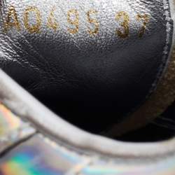 Pre Owned Dolce & Gabbana Silver Iridescent Leather Daymaster Sneakers Size 37