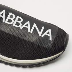 Pre Owned Dolce & Gabbana Black/White Logo Print Knit Fabric Sorrento Sneakers Size 44