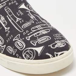 Dolce & Gabbana Black/White Canvas Trumpet Print Sneakers Size 45