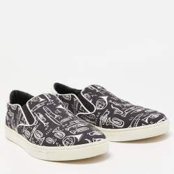 Dolce & Gabbana Black/White Canvas Trumpet Print Sneakers Size 45