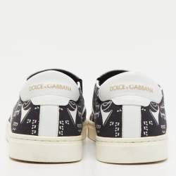 Dolce & Gabbana Black/White Canvas Trumpet Print Sneakers Size 45