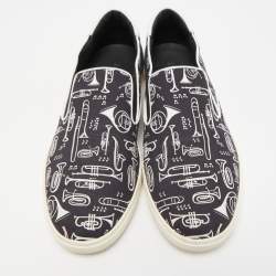 Dolce & Gabbana Black/White Canvas Trumpet Print Sneakers Size 45