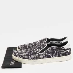 Dolce & Gabbana Black/White Canvas Trumpet Print Sneakers Size 45