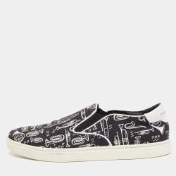Dolce & Gabbana Black/White Canvas Trumpet Print Sneakers Size 45