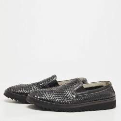 Pre Owned Dolce & Gabbana Black Woven Leather Loafers Size 45