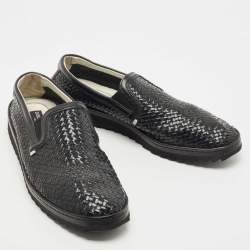 Pre Owned Dolce & Gabbana Black Woven Leather Loafers Size 45