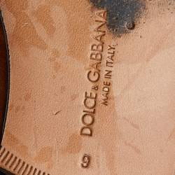 Pre Owned Dolce & Gabbana Brown/Yellow Perforeted Suede and Leather Tassel Smoking Slippers Size 43