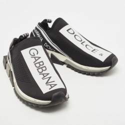 Dolce & Gabbana Black/White Fabric Sorrento Sneakers Size 45