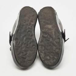 Pre Owned Dolce & Gabbana Black Leather Elastic Logo Low Top Sneakers Size 40