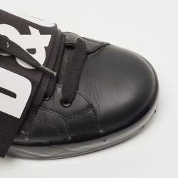 Pre Owned Dolce & Gabbana Black Leather Elastic Logo Low Top Sneakers Size 40