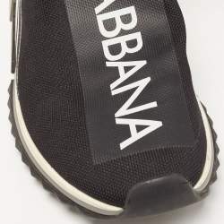 Pre Owned Dolce & Gabbana Black Logo Print Knit Fabric Sorrento High Top Sneakers Size 42