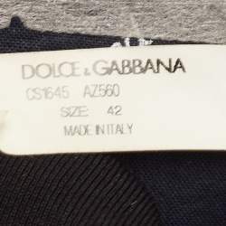 Pre Owned Dolce & Gabbana Black Logo Print Knit Fabric Sorrento High Top Sneakers Size 42