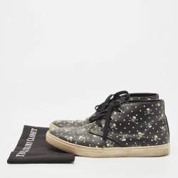 Dolce and Gabbana Black Skull and Cross Bone Print Coated Canvas High Top Sneakers Size 43