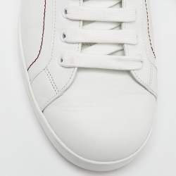 Dolce & Gabbana White/Dark Red Leather Crown Print Portofino Sneakers Size 43