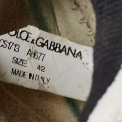 Pre Owned Dolce & Gabbana White/Black Fabric Sorrento Logo Print Slip On Sneakers Size 42