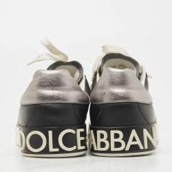 مملوكة مسبقًا حذاء رياضي دولتشي أند غابانا بورتوفينو ترينر جلد رصاصي/أسود مقاس 41