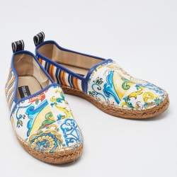 Dolce & Gabbana Multicolor Canvas and Leather Espadrilles Size 42