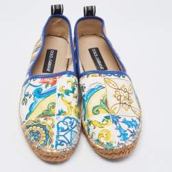 Dolce & Gabbana Multicolor Canvas and Leather Espadrilles Size 42