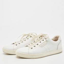 Pre Owned Dolce & Gabbana White Leather Low Top Sneakers Size 41