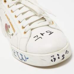 Pre Owned Dolce & Gabbana White  Leather Portofino Sneakers Size 42