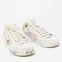 Pre Owned Dolce & Gabbana White  Leather Portofino Sneakers Size 42