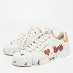 Pre Owned Dolce & Gabbana White  Leather Portofino Sneakers Size 42