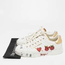 Pre Owned Dolce & Gabbana White  Leather Portofino Sneakers Size 42
