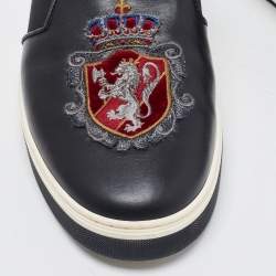 Dolce & Gabbana Black Leather Slip On Sneakers Size 41
