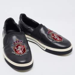 Dolce & Gabbana Black Leather Slip On Sneakers Size 41