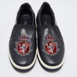 Dolce & Gabbana Black Leather Slip On Sneakers Size 41