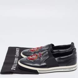 Dolce & Gabbana Black Leather Slip On Sneakers Size 41