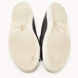 Pre Owned Dolce & Gabbana Black Leather Fringe Slip On Sneakers Size 41.5