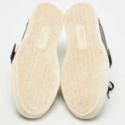 Pre Owned Dolce & Gabbana Black Leather Whipstitch Trim Sneakers Size 41.5
