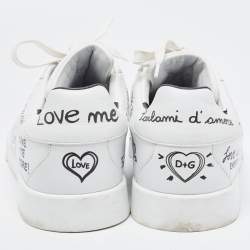 Pre Owned Dolce & Gabbana White Leather Portofino Sneakers Size 41