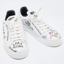 Pre Owned Dolce & Gabbana White Leather Portofino Sneakers Size 41