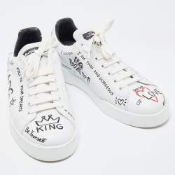 Dolce & Gabbana White Leather Portofino Sneakers Size 41