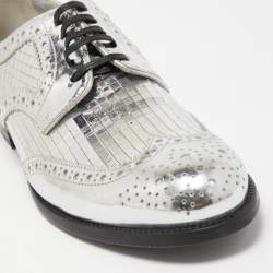 Pre Owned Dolce & Gabbana Silver Leather Disco Derby Brogues Size 38