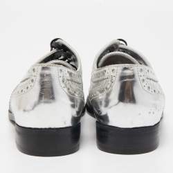 Pre Owned Dolce & Gabbana Silver Leather Disco Derby Brogues Size 38