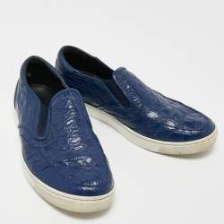 مملوكة مسبقًا Dolce & Gabbana Navy Blue  Alligator Leather Slip On Sneakers Size 41.5