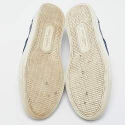 مملوكة مسبقًا Dolce & Gabbana Navy Blue  Alligator Leather Slip On Sneakers Size 41.5