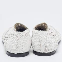 Dolce and Gabbana White Woven Leather Slip On Loafers Size 41
