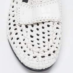Dolce and Gabbana White Woven Leather Slip On Loafers Size 41