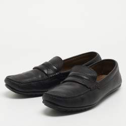 Pre Owned Dolce & Gabbana Black Leather Slip On Loafers Size 44