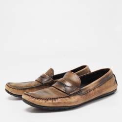 Dolce & Gabbana Brown Leather Slip On Loafers Size 44