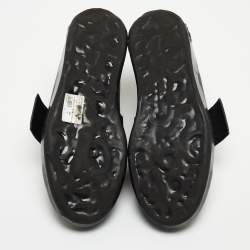 Pre Owned Dolce & Gabbana Black Leather Elastic Logo Low Top Sneakers Size  42