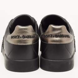 Pre Owned Dolce & Gabbana Black Portofino Leather Low Top Sneakers Size 41