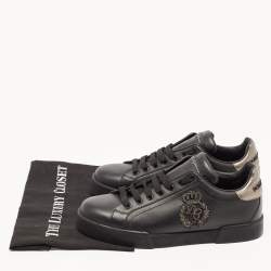 Pre Owned Dolce & Gabbana Black Portofino Leather Low Top Sneakers Size 41