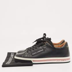Pre Owned Dolce & Gabbana Black Leather Low Top Sneakers Size 41