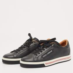 Pre Owned Dolce & Gabbana Black Leather Low Top Sneakers Size 41